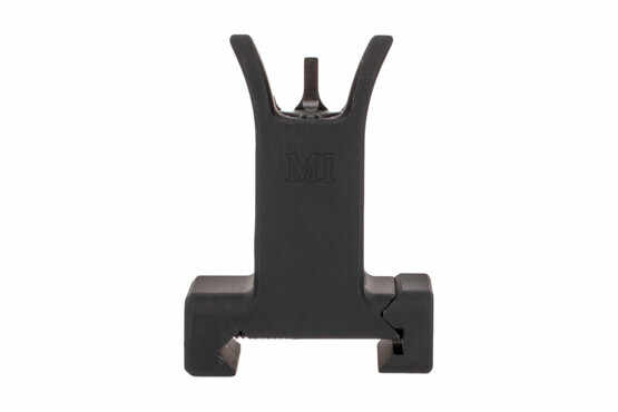 The Midwest Industries front fixed sight features a black anodized finish